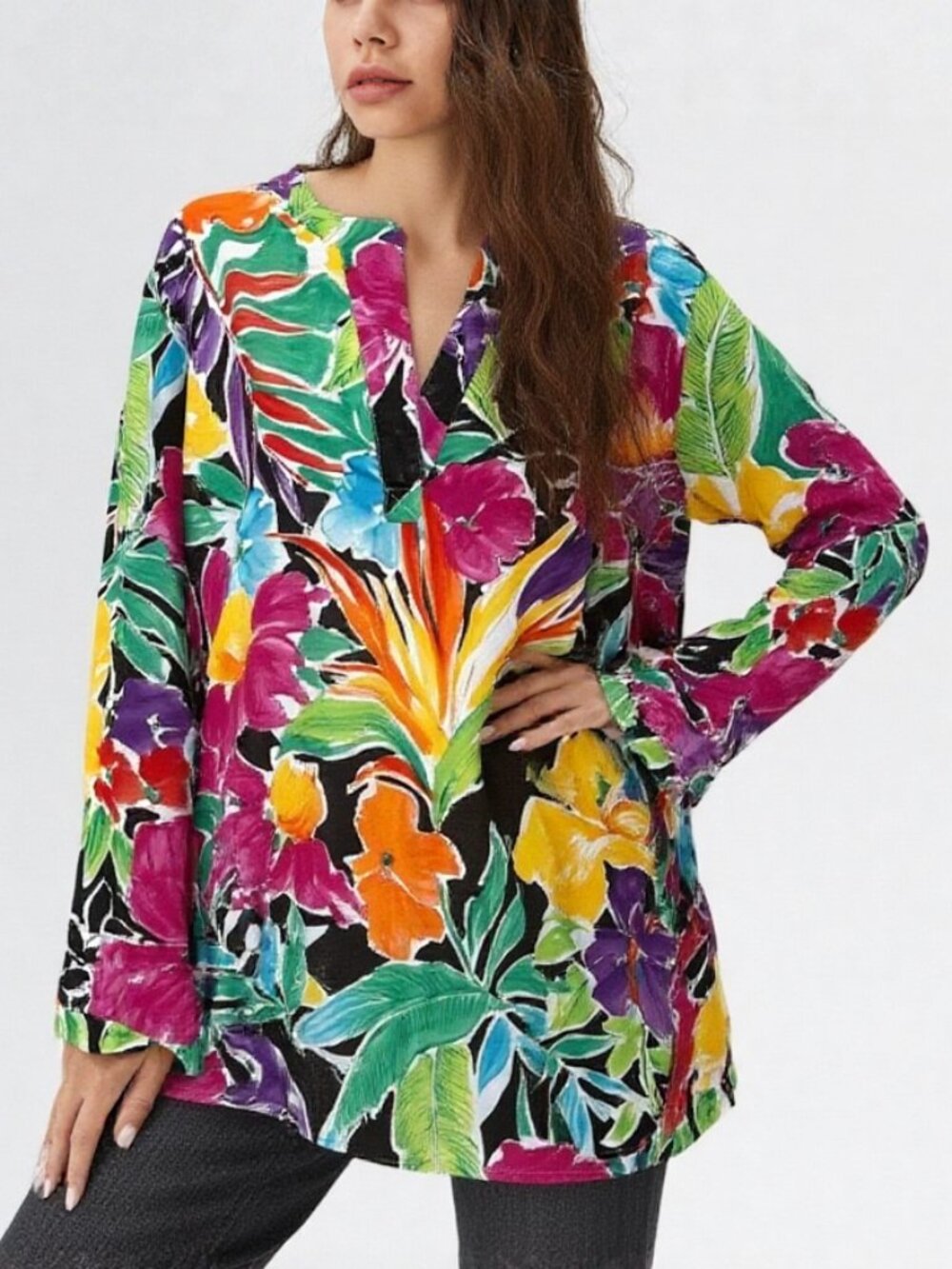 NWOT Ralph Lauren Cotton Floral Tunic/Top XL